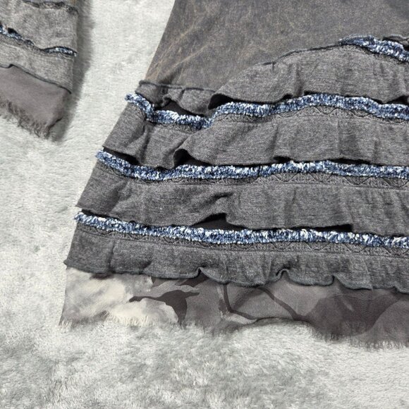 Coco Mezon Top Womens Medium Gray Tiered Ruffle Tunic Fairy Grunge Whimsigoth - Picture 4 of 10